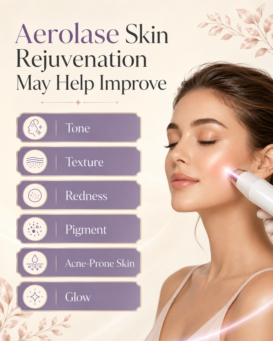 Aerolase Skin Rejuvenation in Reno benefits for tone, texture, redness, pigment, acne-prone skin, and glow