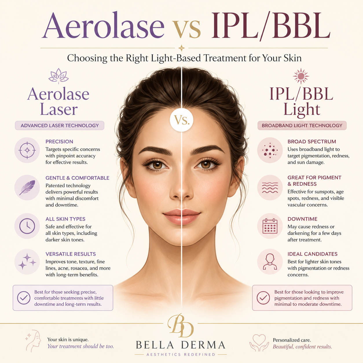 Aerolase vs IPL in Reno comparison for laser skin treatment at Bella Derma