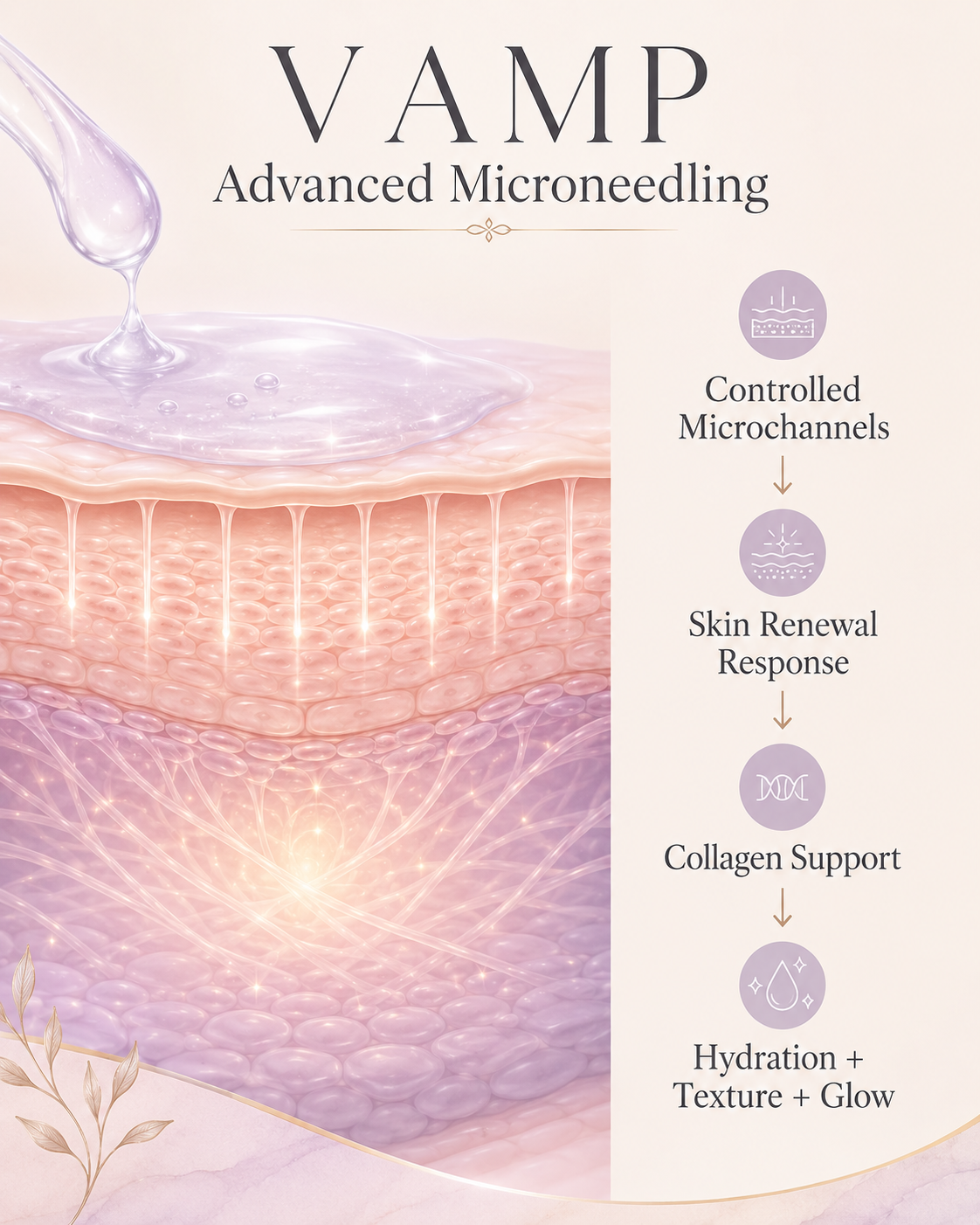 VAMP Advanced microneedling Reno illustration for collagen support texture and hydration