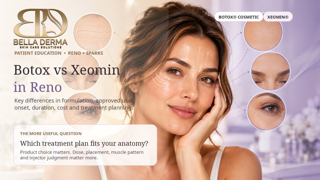 Bella Derma Botox vs Xeomin in Reno guide comparing neuromodulator treatment options